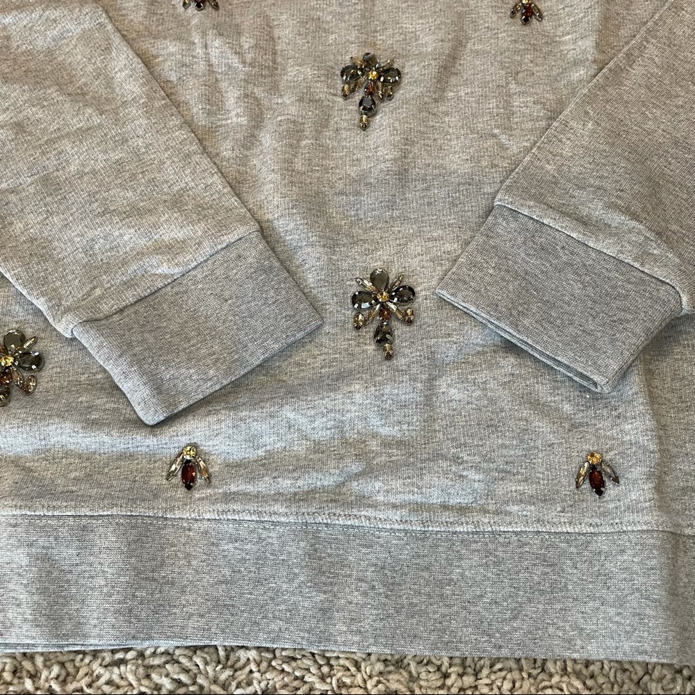 J Crew Embellished Chandelier Sweatshirt Gray Size Medium - Picture 4 of 10